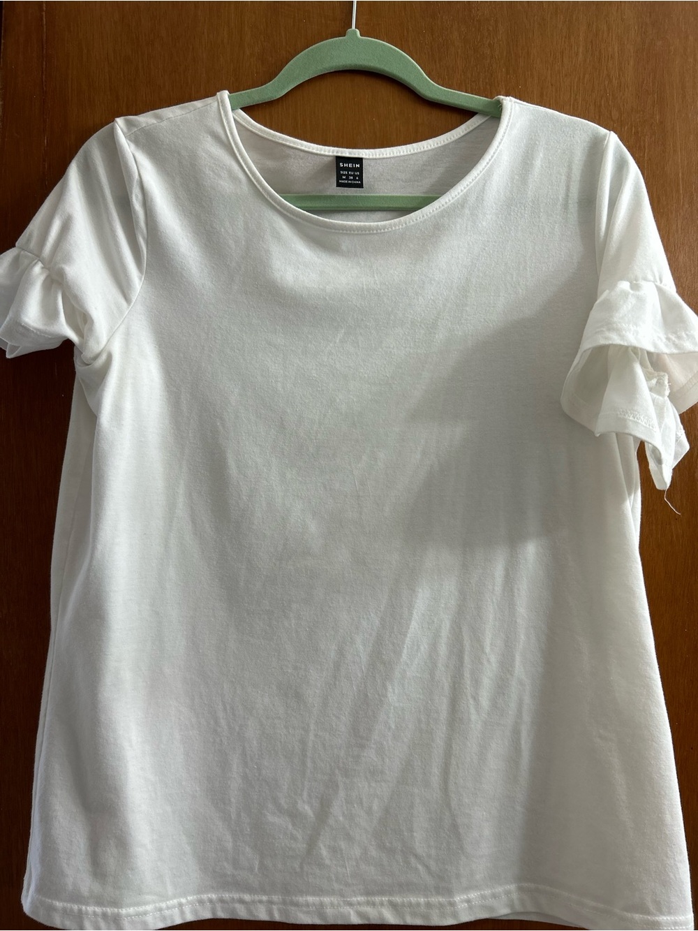 SHEIN White Short Sleeve Ruffle-Sleeve Tee